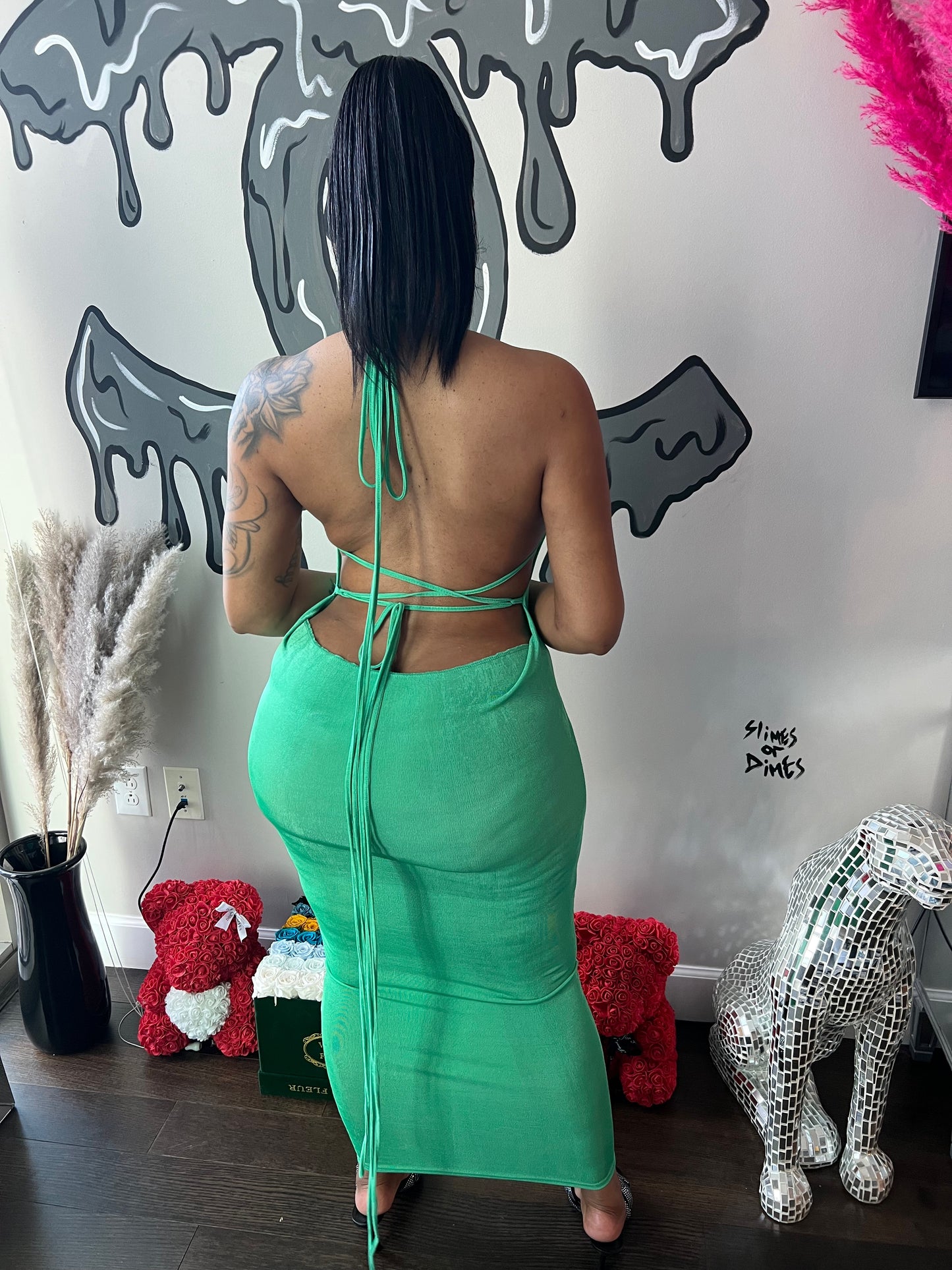 Money green dress